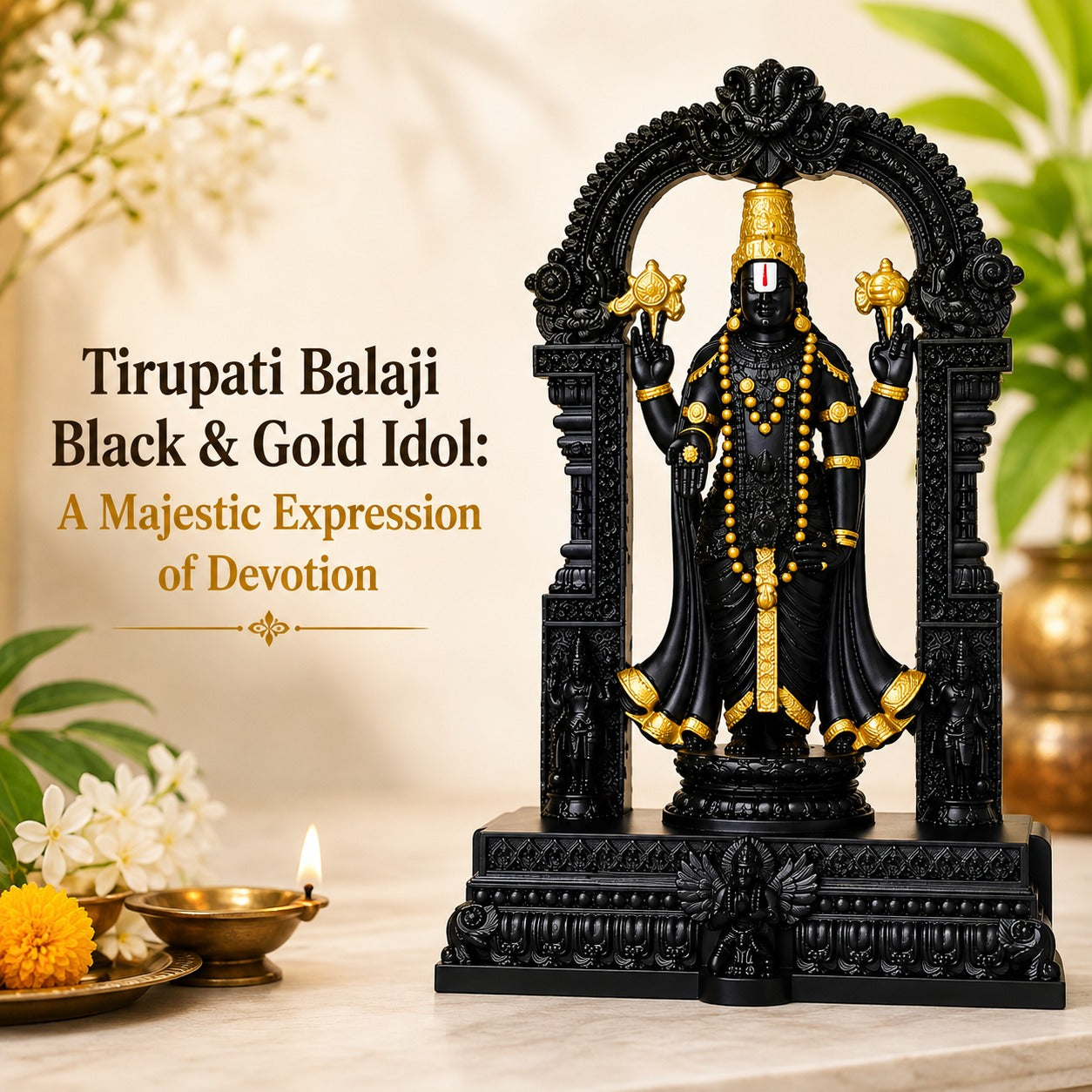 Tirupati Balaji Black & Gold Idol: Discover Its Divine Design & Significance