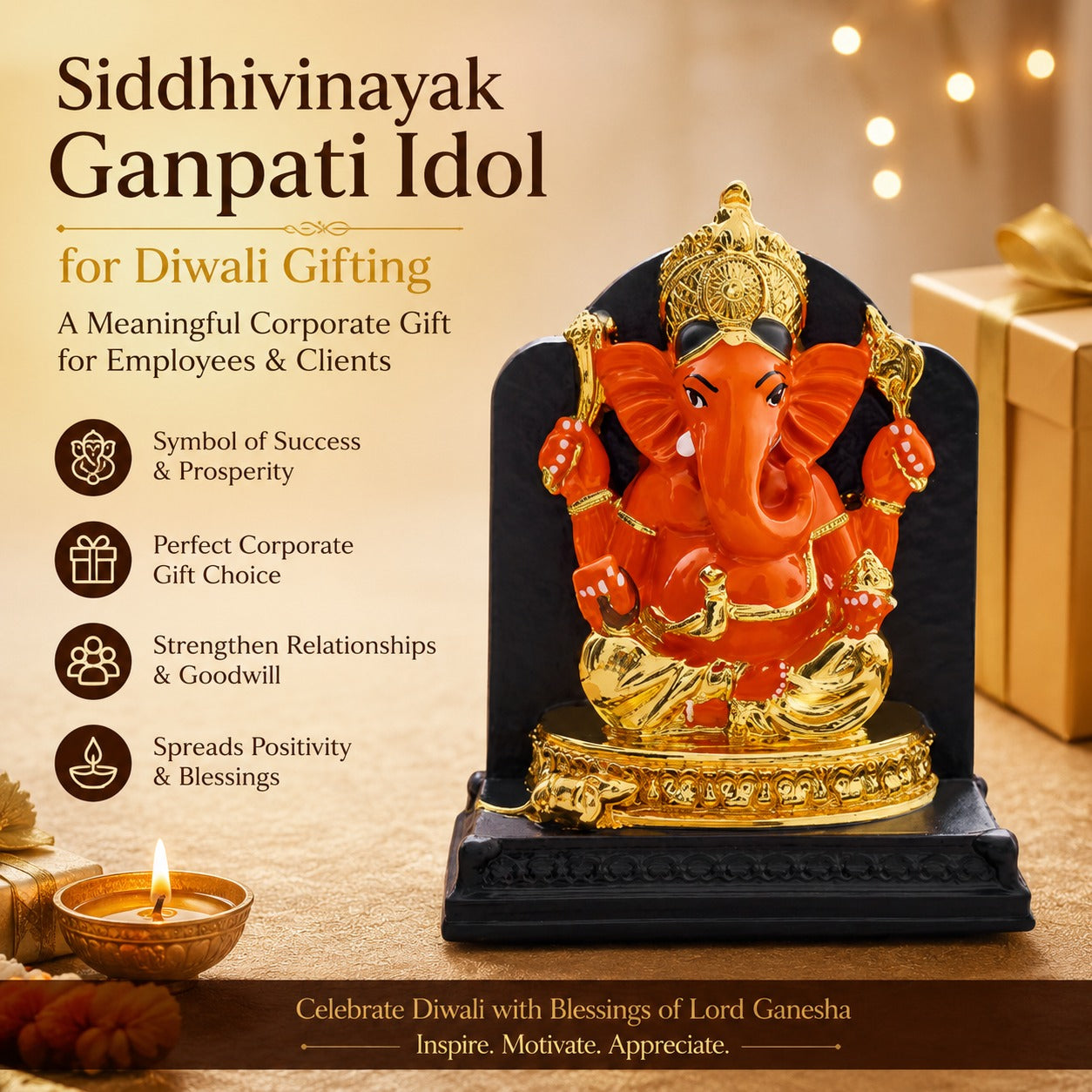 Siddhivinayak Ganpati Idol for Diwali Gifting: A Meaningful Corporate Gift for Employees & Clients