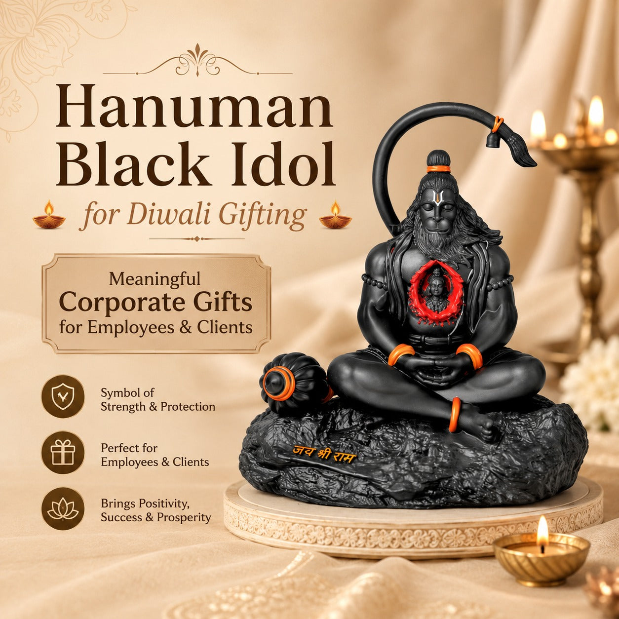 Hanuman Black Idol for Diwali Gifting: Meaningful Corporate Gifts for Employees & Clients