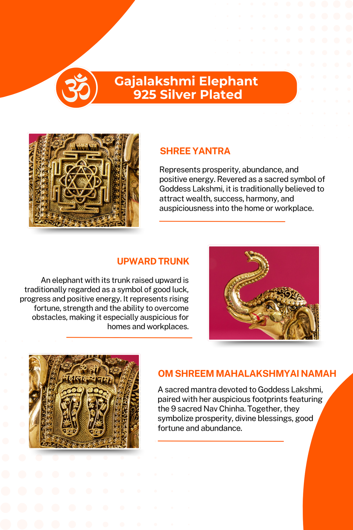 Gajalakshmi Elephant – Original Gold Plated (Set of 2)