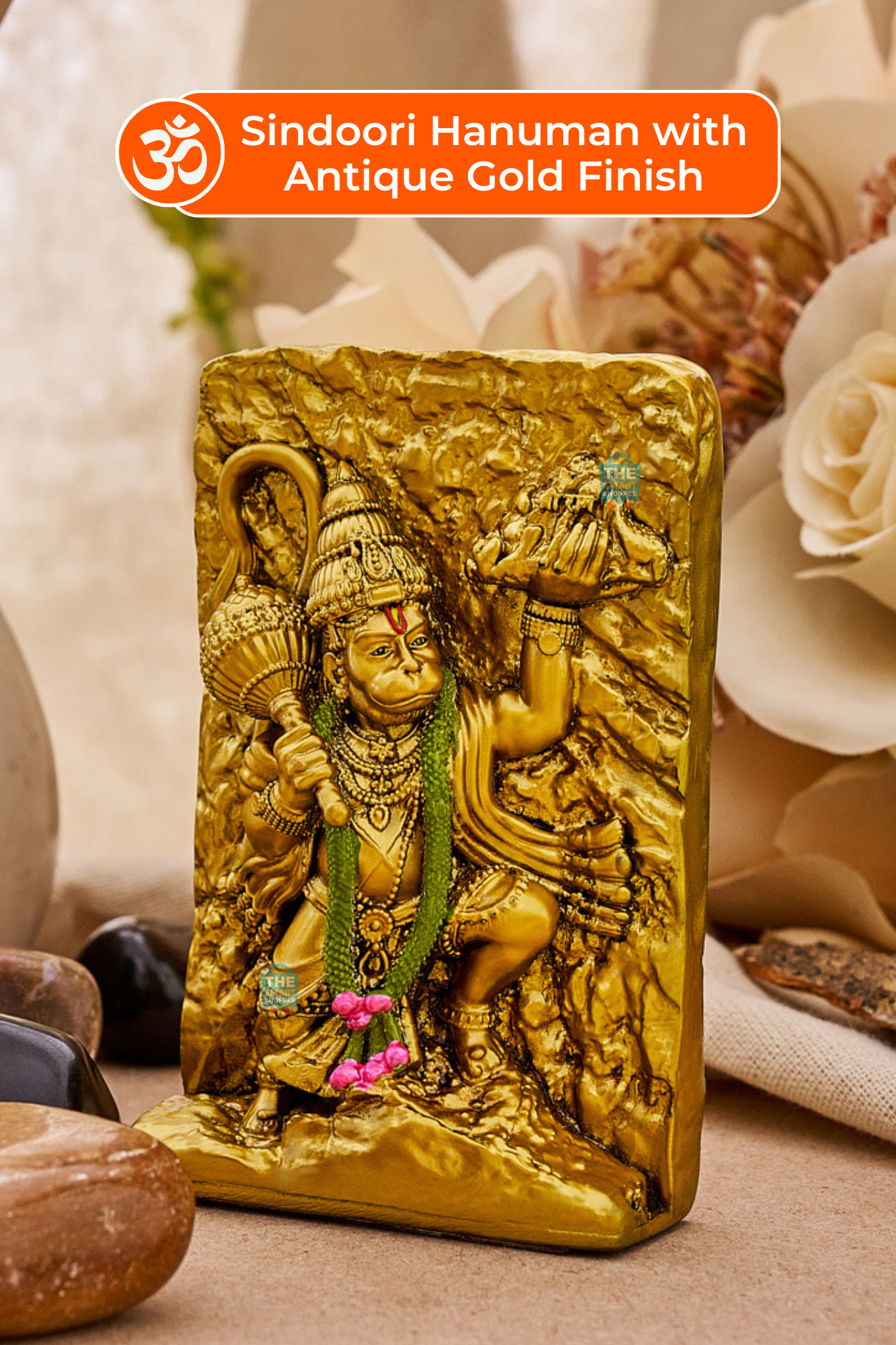 Sanjeevani Hanuman Ji with Antique Gold Finish