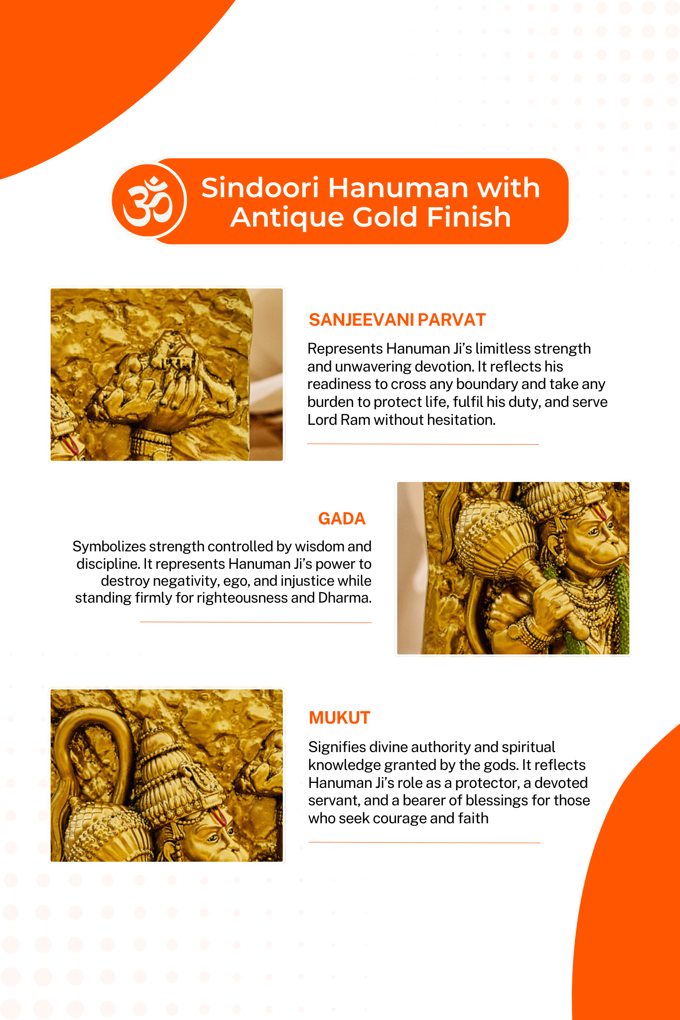 Sanjeevani Hanuman Ji with Antique Gold Finish