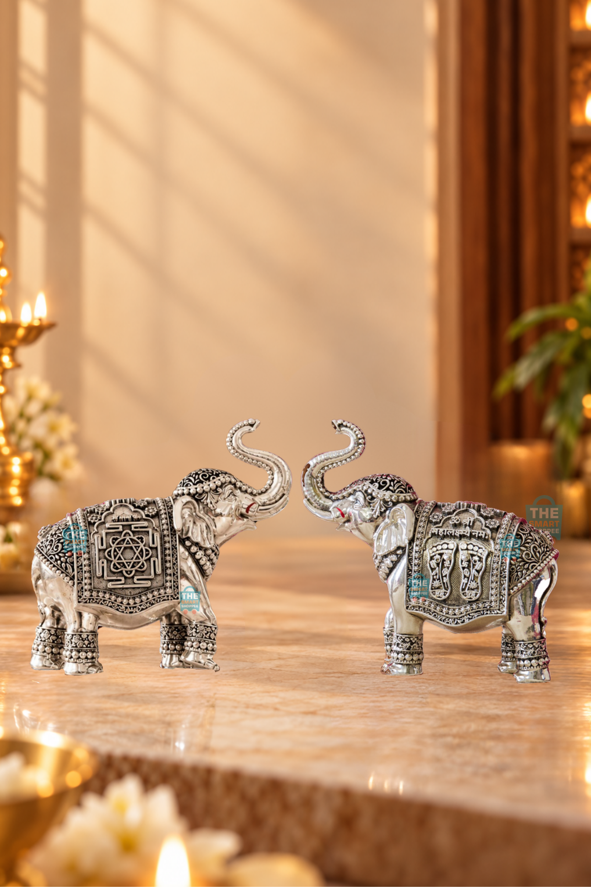 Gajalakshmi Elephant – Original Silver Plated (Set of 2)