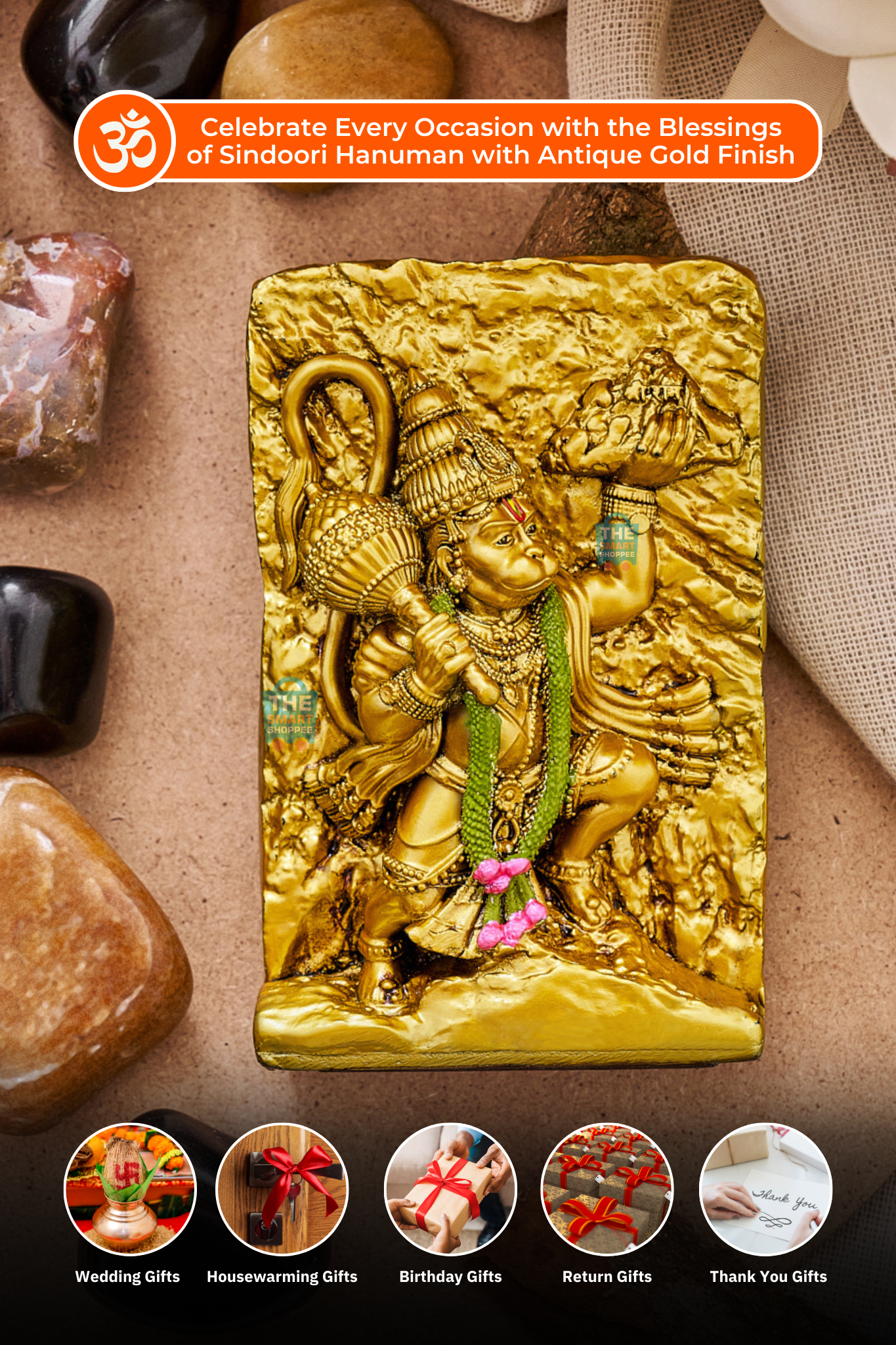 Sanjeevani Hanuman Ji with Antique Gold Finish