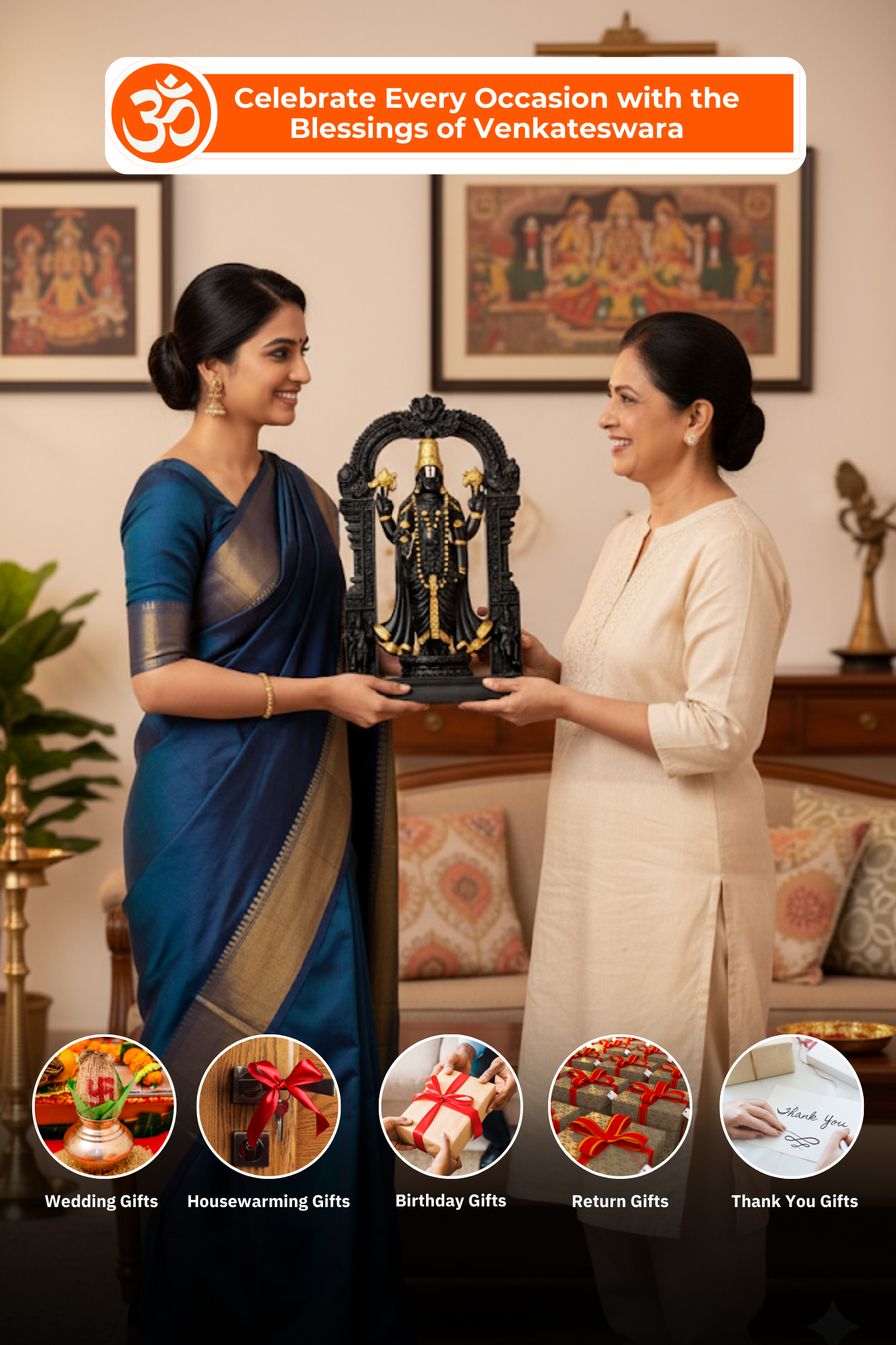 Tirupati Balaji Black and Gold