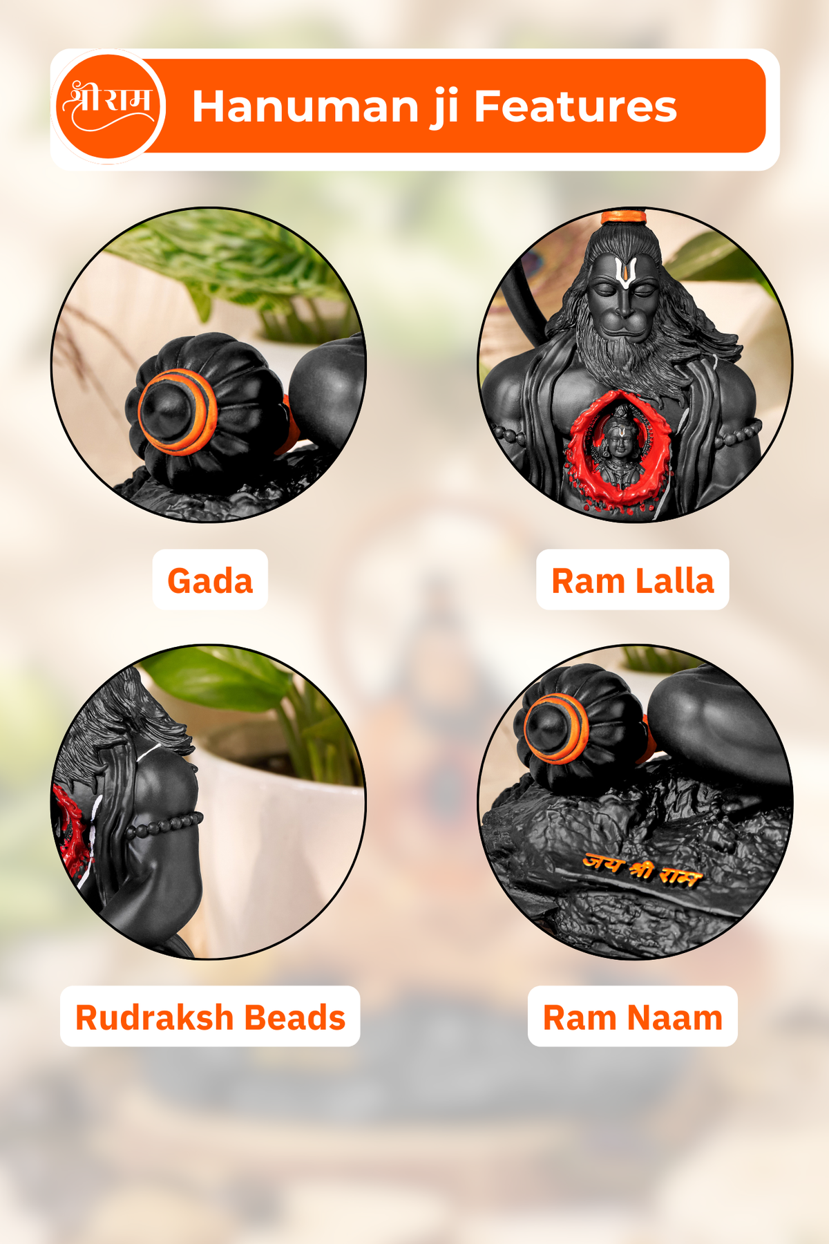 Ram Rudra Shri Ram Dootaya Rudra Roopaya Sankat Mochanaya Mahavir Hanuman Black ...