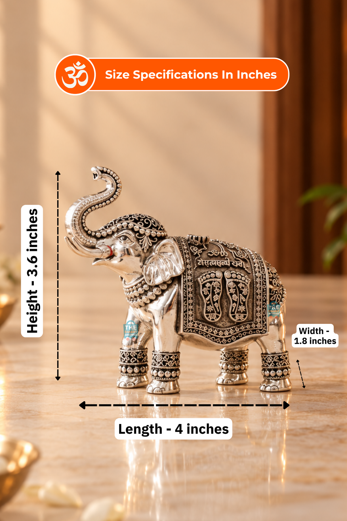 Gajalakshmi Elephant  925 Silver Plated (Set of 2)