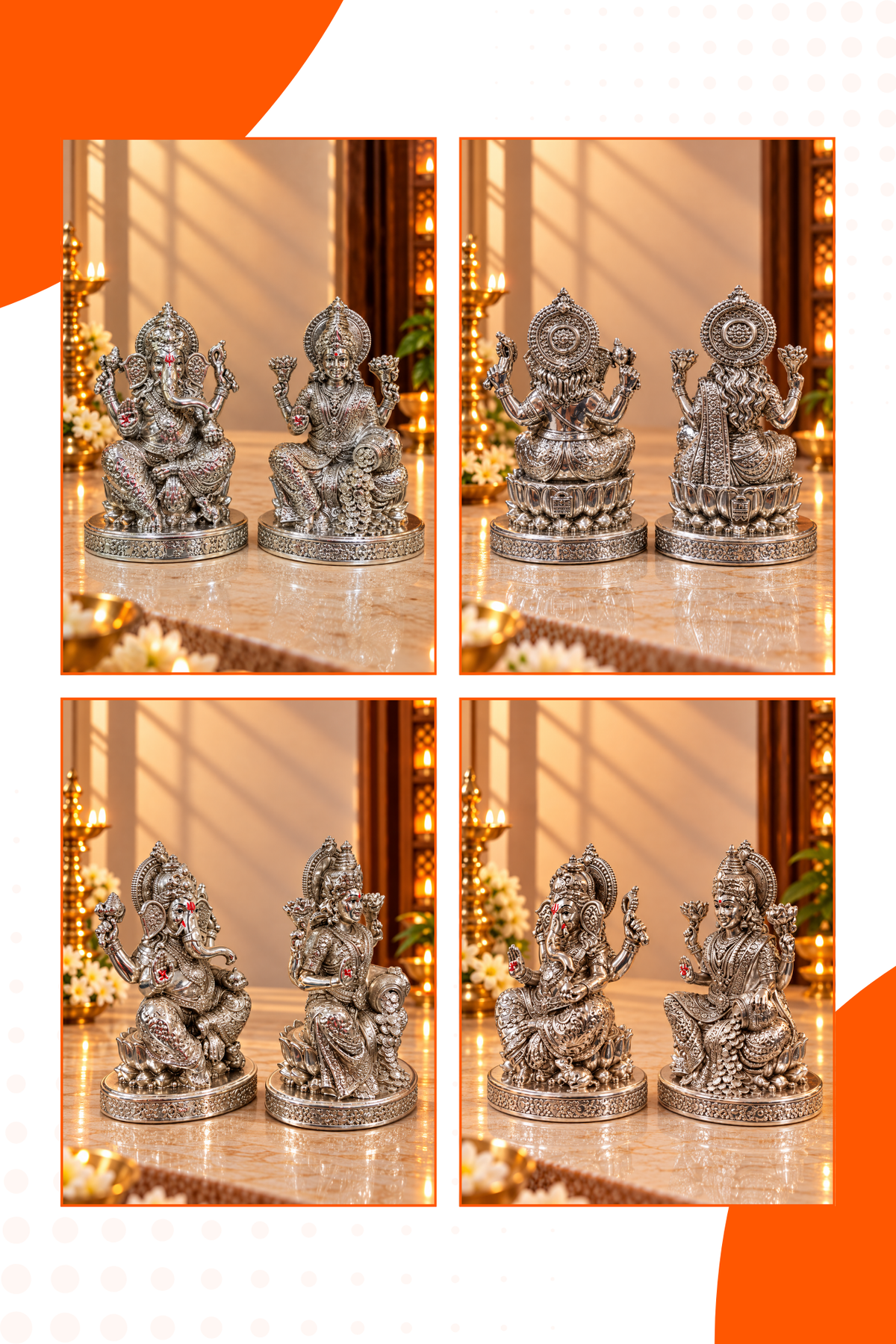 Silver Plated Lakshmi Ganesh