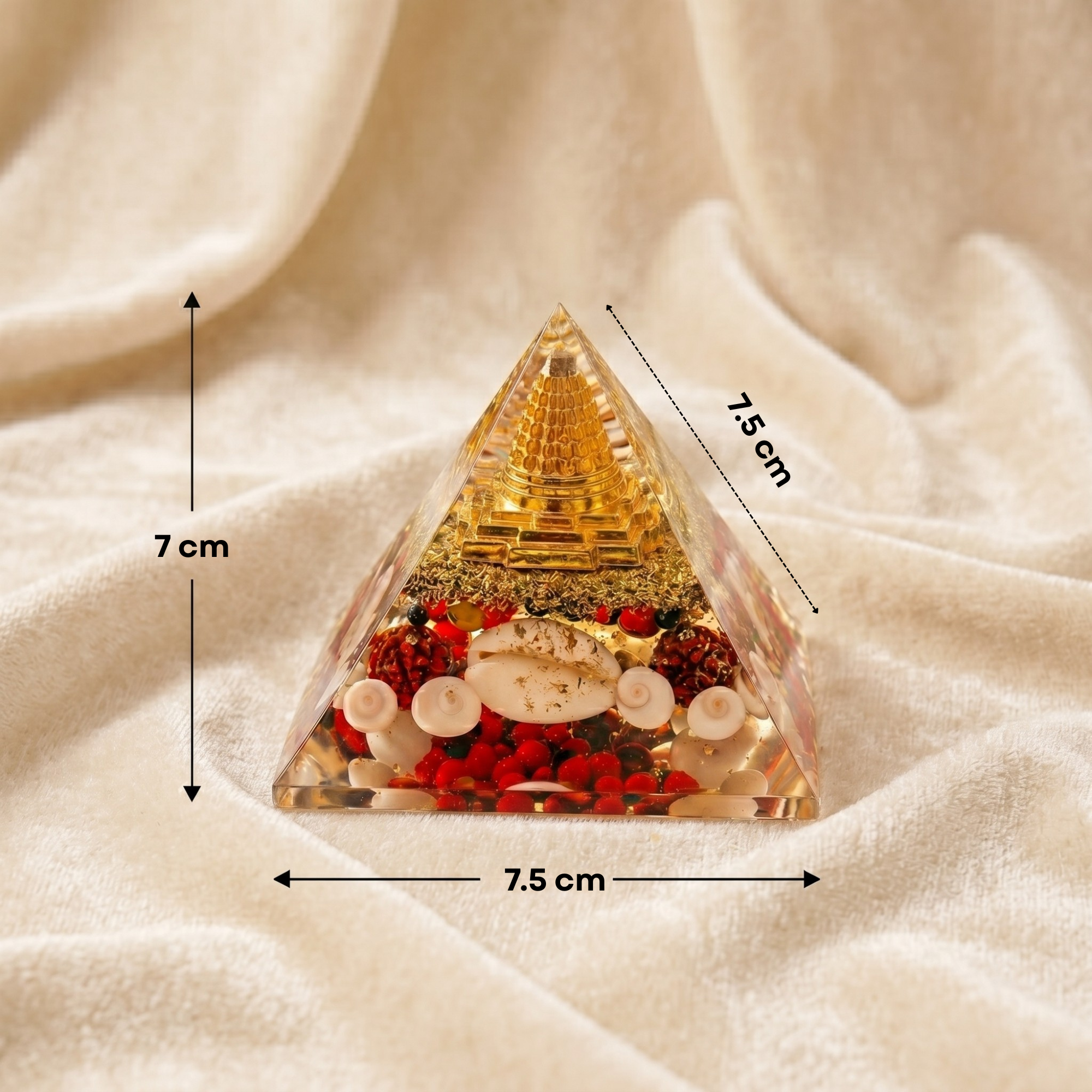 Sacred Shree Yantra & Gomti Chakra Orgone Pyramid for Wealth, Vastu Correction & Prosperity