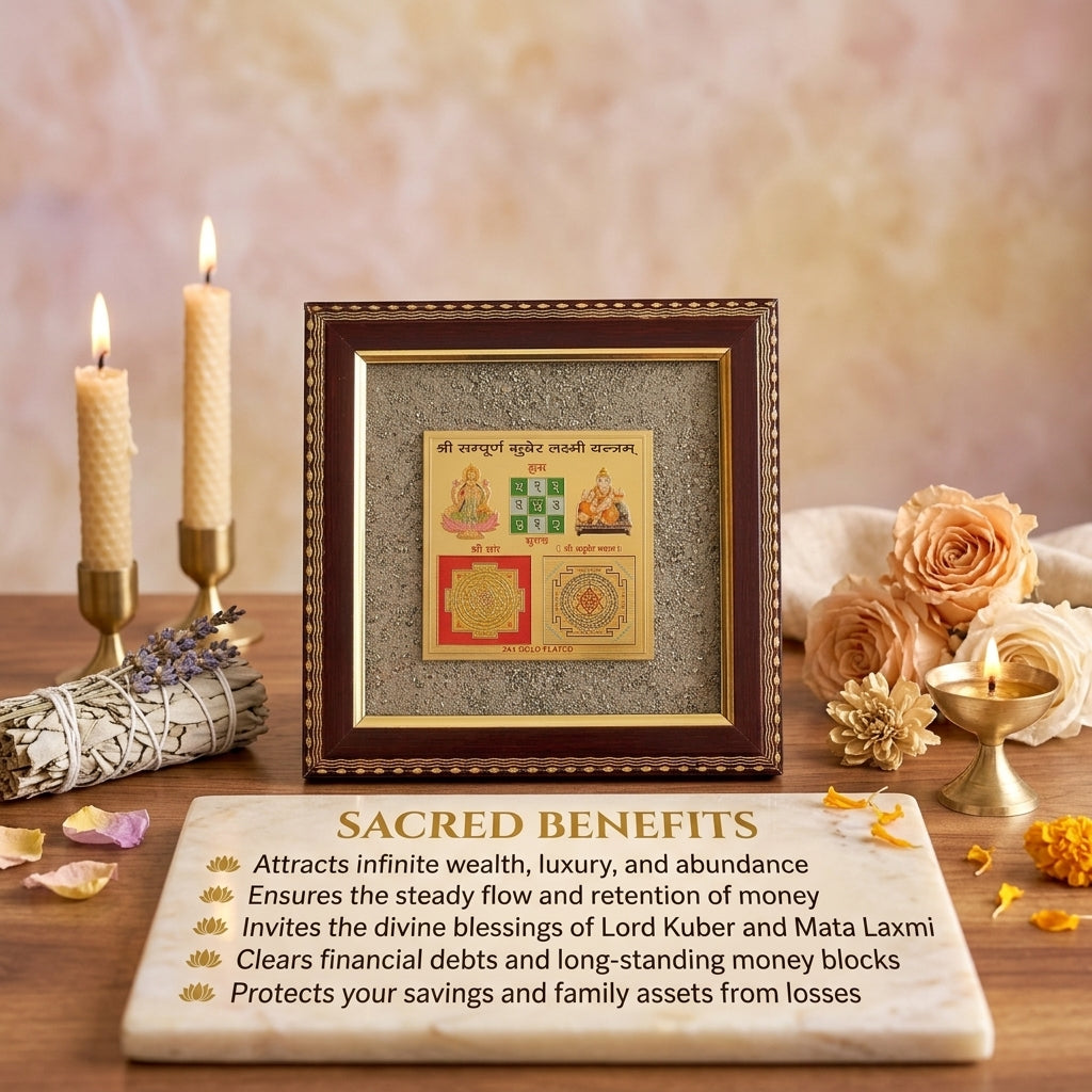 Sampurna Kuber Laxmi Yantra Pyrite Frame for Infinite Wealth