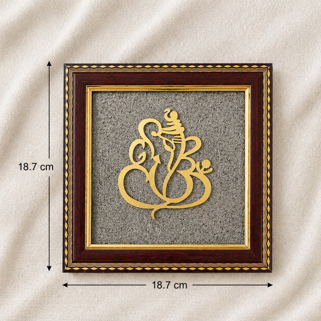 Ganesha Natural Pyrite Dust Wooden Frame for Vastu & Luck