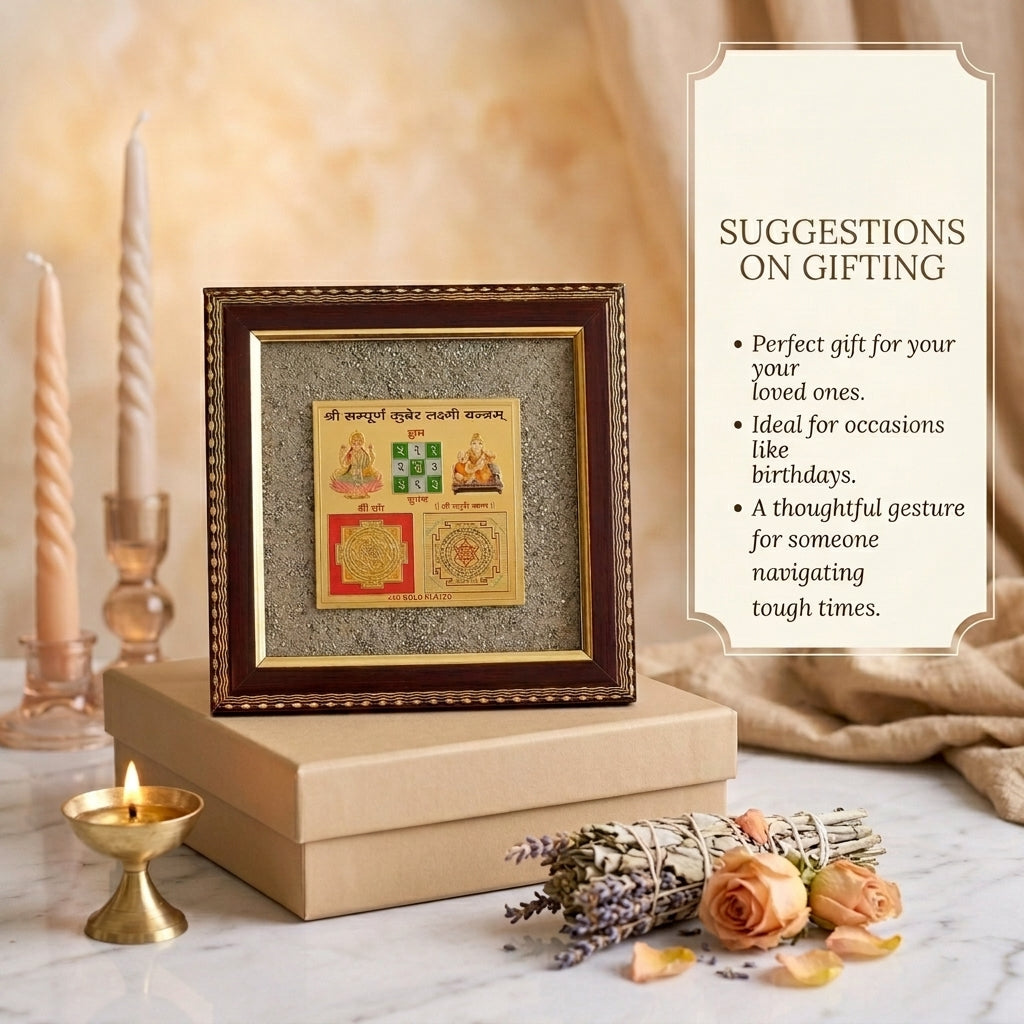 Sampurna Kuber Laxmi Yantra Pyrite Frame for Infinite Wealth