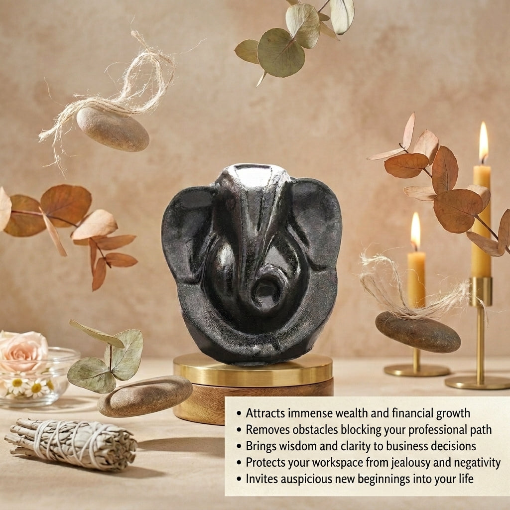 Natural Pyrite Ganesha Statue for Wealth & Obstacle Removal