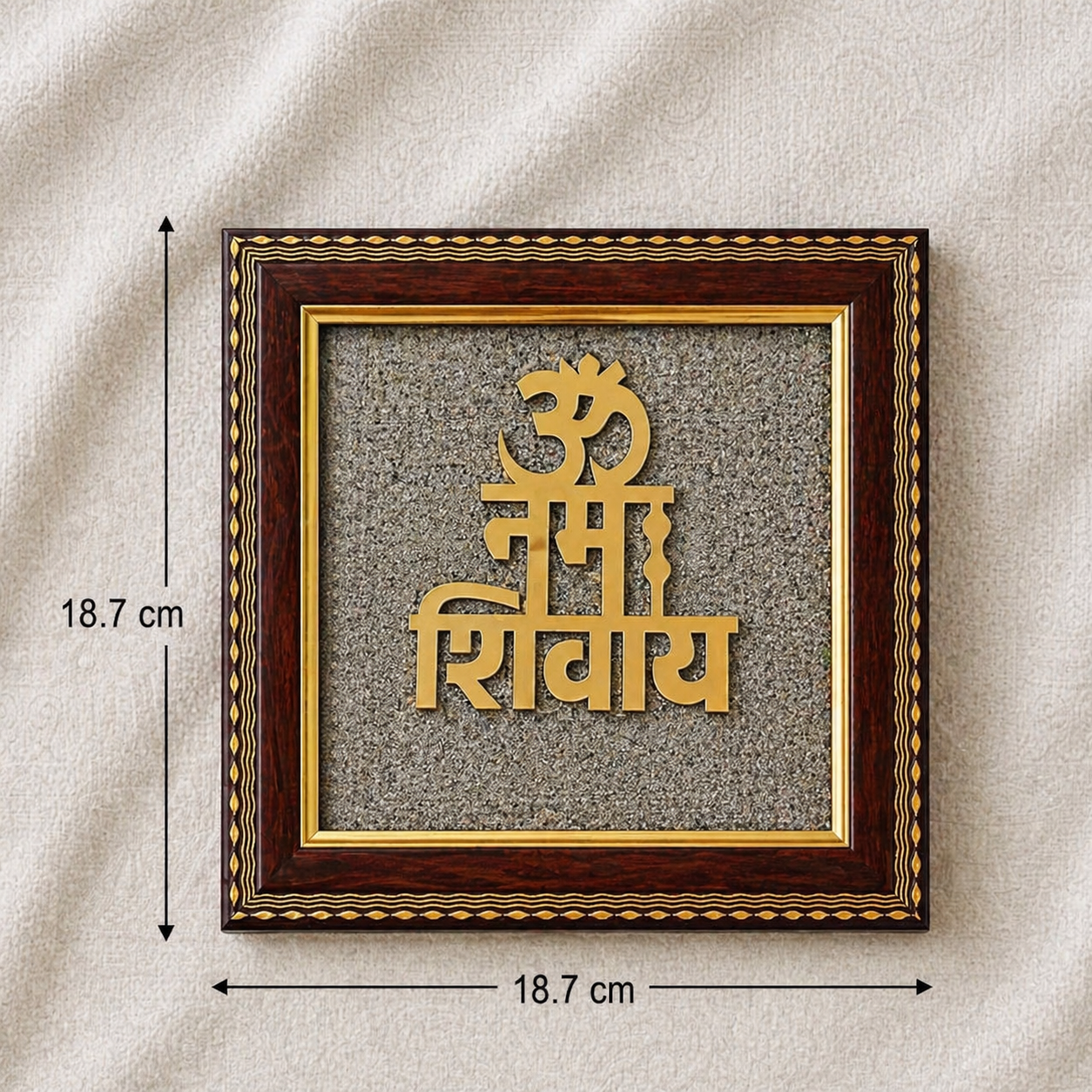Om Namah Shivay Natural Pyrite Dust Frame for Protection & Peace