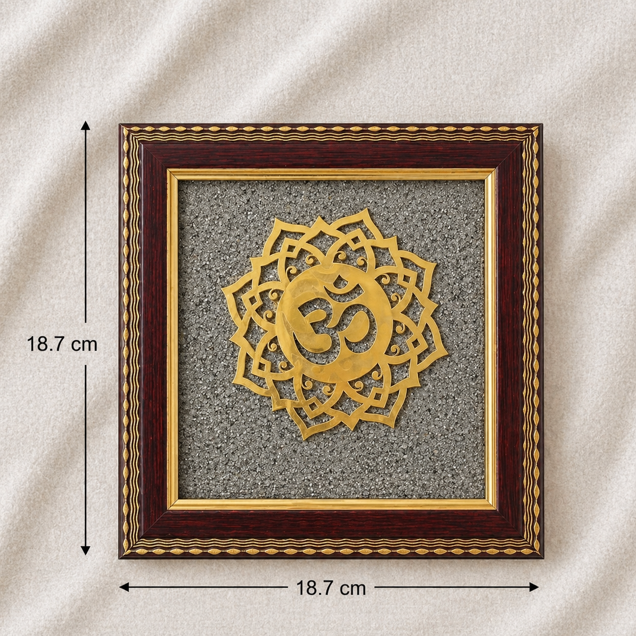 OM Natural Pyrite Dust Wooden Frame for Wealth & Vastu