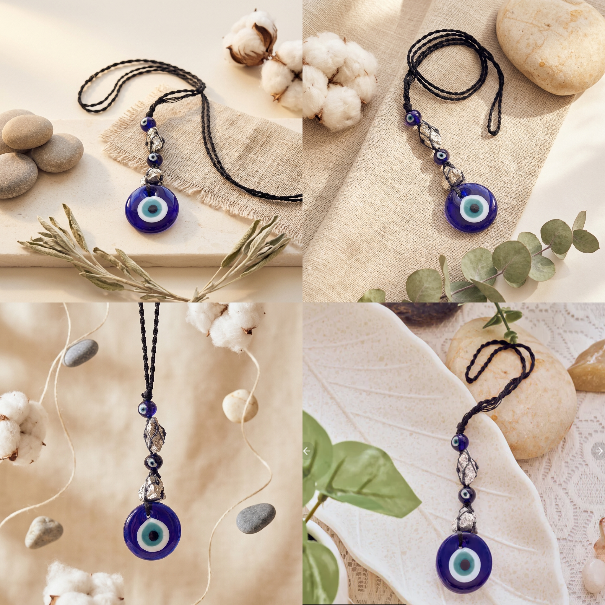 Natural Raw Pyrite Evil Eye Keychain for Wealth Attraction & Spiritual Protection
