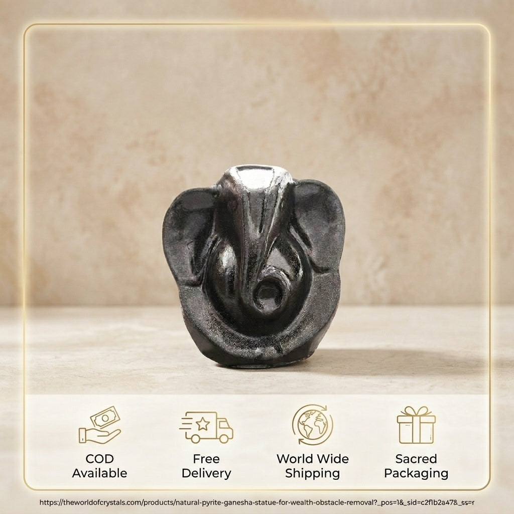 Natural Pyrite Ganesha Statue for Wealth & Obstacle Removal